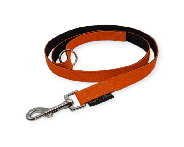 Leine mit Handschlaufe | verstellbare Hundeleine ORANGE-SCHWARZ