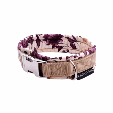 Gepolstertes Hundehalsband mit Klickverschluss  BLÜTENTRAUM-BEIGE