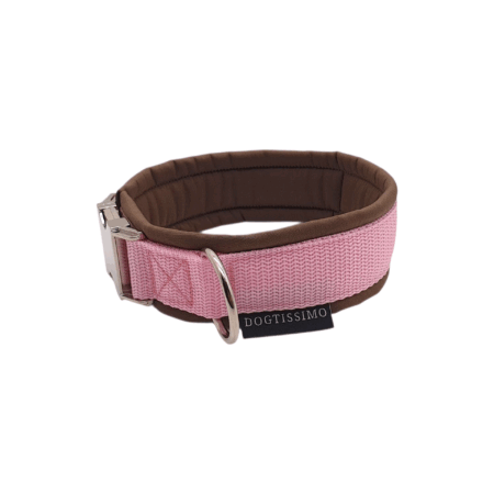 softhalsband braun-rosa Halsband kaufen, Geschenkidee Hund, Individualisiertes Halsband, Dogtissimo Halsbänder, Hundehalsband kaufen, Halsbänder Eibau, Hundeleine
